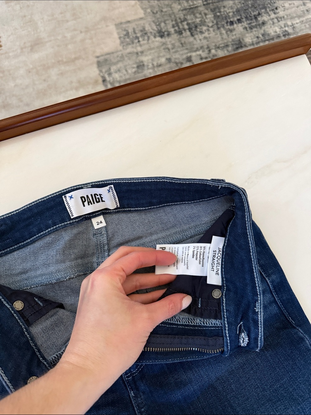 PAIGE Straight Leg Jeans in Dark Indigo - Picture 3 of 3